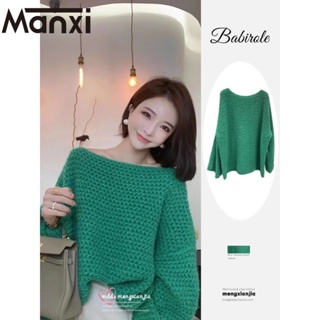 Manxi เสื้อแฟชั่นผู้หญิง เสื้อแขนยาว คลุม ไหมพรม ครอปเสื้อแขนยาว 36Z230907