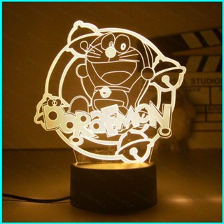 โคมไฟ LED รูปการ์ตูนโดราเอมอน 3d ชาร์จ USB สําหรับตกแต่งบ้าน ของขวัญวันเกิด