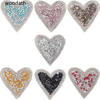 Wonda แผ่นแพทช์ พลอยเทียม รูปหัวใจ 7 สี อุปกรณ์เสริม สําหรับตกแต่งเสื้อผ้า DIY