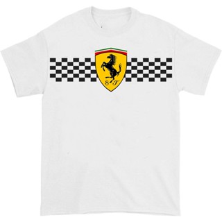 เสื้อยืดคอกลม แขนสั้น ผ้าฝ้าย 100% พิมพ์ลายรถยนต์ Ferrari พลัสไซซ์ สําหรับผู้ชาย