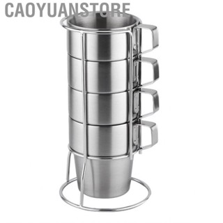 Caoyuanstore Stainless Steel Coffee Cup  Stackable Insulated Thermal Mug Thickened 4 Pcs Easy To Clean for Outdoor