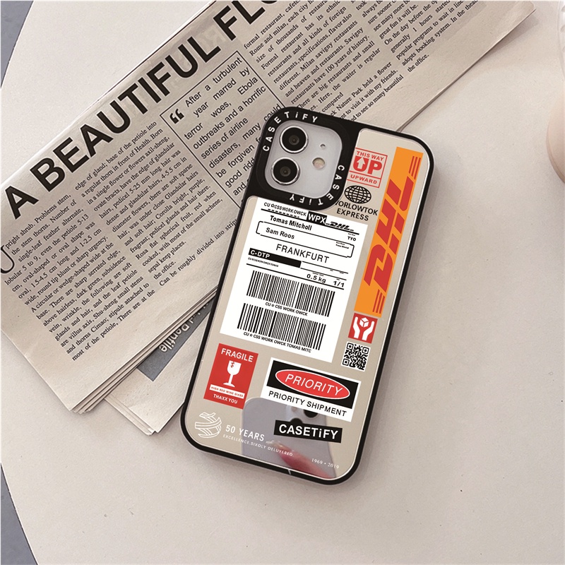 Casetify X DHL 2019 เคสโทรศัพท์มือถือ PC แข็ง กันกระแทก แต่งกระจก สีดํา สีเงิน สําหรับ iPhone 15 14 