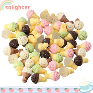 SOLIGHTER จี้เรซิ่น รูปไอศกรีม ทรงกลม คละสี สําหรับเคสโทรศัพท์ 50 ชิ้น