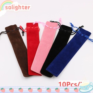 Solighter กระเป๋าเครื่องเขียน กระเป๋าดินสอ ผ้ากํามะหยี่ขนนิ่ม แบบหนา สองด้าน 10 ชิ้น