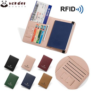 Wonder RFID กระเป๋าหนังสือเดินทาง หนัง PU แบบบางพิเศษ อเนกประสงค์