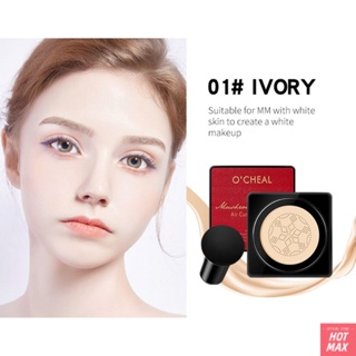 O&amp;#39;CHEAL Red Air Cushion บีบีครีมกันน้ำ Long Lasting Coverage สำหรับ Flawless Hydrated Skin คอนซีลเลอร์ใบหน้าติดทนนานไร้ที่ติพร้อมควบคุมความมัน Perfecting ,Beauty Frenzy