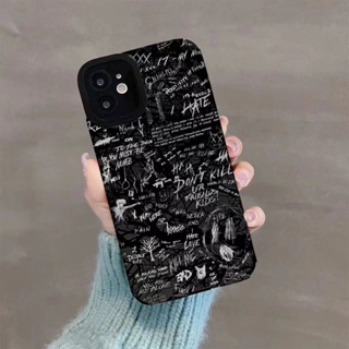 เคสโทรศัพท์มือถือนิ่ม กันตก ลายกราฟฟิตี้ สีดํา และสีขาว สําหรับ Apple Iphone 14Pro 13Promax 11 Xsmax 12Pro 8P