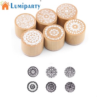 Lumiparty แสตมป์ไม้ ทรงกลม ลายดอกไม้ 6 แบบ สไตล์เรโทร สําหรับตกแต่งสมุดภาพ งานแต่งงาน Diy 6 ชิ้น