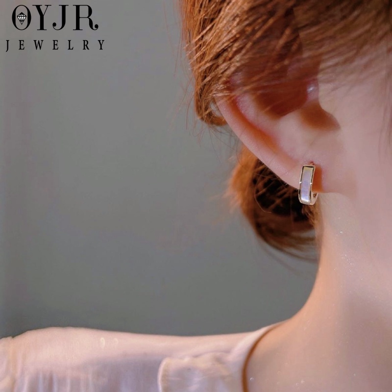 OYJR ต่างหูสแตนเลส ต่างหูเปลือกหอยแฟชั่นสำหรับผู้หญิง