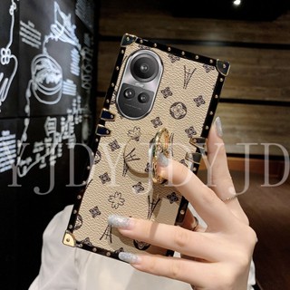 เคสโทรศัพท์มือถือ ทรงสี่เหลี่ยม กันกระแทก ลายดอกไม้ ประดับเพชร สําหรับ OPPO Reno10 Pro