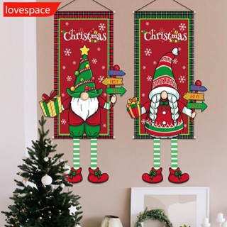 Lovespace ธงแบนเนอร์ ลายซานตาคลอส คริสต์มาส สโนว์แมน ขนาด 110*40 ซม. สําหรับแขวนตกแต่งระเบียง ประตู คริสต์มาส ปีใหม่ D5K7