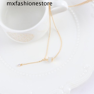 Mxfashione สร้อยคอโซ่ ประดับพู่ พลอยเทียม ทรงเรขาคณิต ขนาดเล็ก เรียบง่าย แฟชั่น สําหรับผู้หญิง