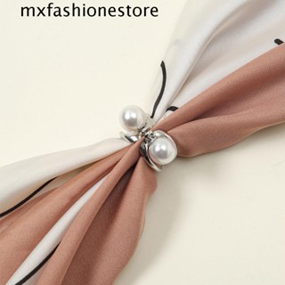 Mxfashione หัวเข็มขัดโลหะ ประดับไข่มุก หรูหรา ป้องกันแสง เพื่อความปลอดภัย สําหรับผ้าพันคอ งานแต่งงาน