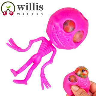 Willis ลูกบอลบีบหัวกะโหลก พลาสติก ยืดหยุ่น สร้างสรรค์ ของเล่นฮาโลวีน สําหรับบีบ