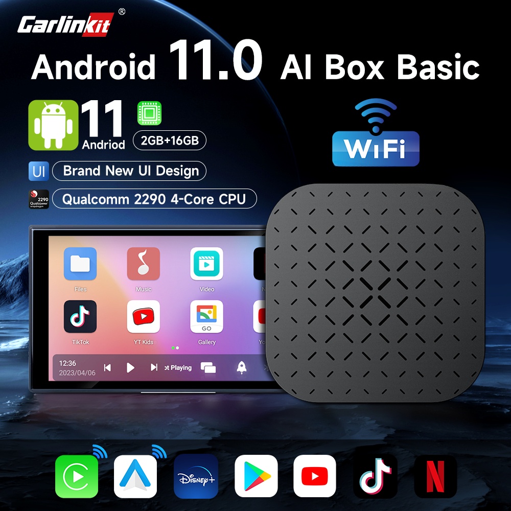 Carlinkit Basic Wireless Carplay Android กล่องทีวีอัตโนมัติ Carplay Ai Box Android 11 Qualcomm Smart Box 5G WiFi Iptv Netflix Youtube
