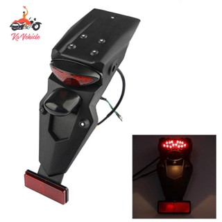[Whstrong] บังโคลนหลังรถจักรยานยนต์ พร้อมไฟเบรกท้าย LED สีดํา สําหรับวิบากวิบาก