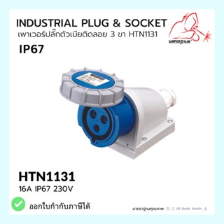 เพาเวอร์ปลั๊กตัวเมียติดลอย 3 ขา  HTN1131 / IP67 Wall Sockets HTN1131 WELDPLUS