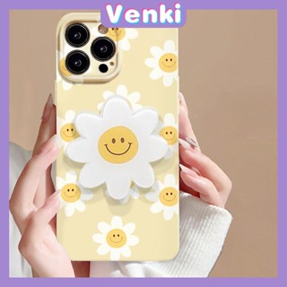 VENKI - เข้ากันได้สำหรับ เคสไอโฟน เคสไอโฟน11 เคส iphone 11 iPhone Case Soft Case Sun Flower Bracket ที่วางโทรศัพท์แบบพับได้ดอกไม้หน้ายิ้มการป้องกันกล้องเข้ากันได้กับ iPhone 13 12 11 PRO MAX XR