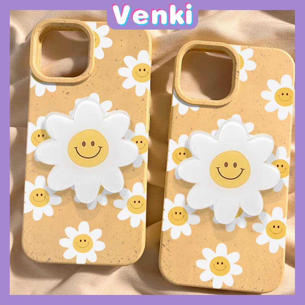 VENKI - เข้ากันได้สำหรับ เคสไอโฟน เคสไอโฟน11 เคส iphone 11 iPhone กรณีสีเหลืองอ่อน Sun Flower Bracket ที่วางโทรศัพท์แบบพับได้ที่วางโทรศัพท์ดอกไม้ป้องกันกล้องเข้ากันได้กับ iPhone 14 13 12 11 PRO MAX XR XS