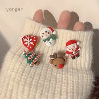 Yonger ใหม่ ต่างหูเรซิ่น รูปซานตาคลอส สโนว์แมน คริสต์มาส แฟชั่น สําหรับผู้หญิง 2023