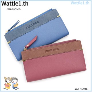 Wttle กระเป๋าสตางค์ใบยาว หนัง PU ทรงคลัทช์ ใส่เหรียญได้ สไตล์นักธุรกิจ