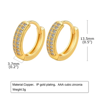 Vnox ต่างหูห่วง ชุบทอง 18K ประดับเพทาย สีขาว สําหรับผู้หญิง