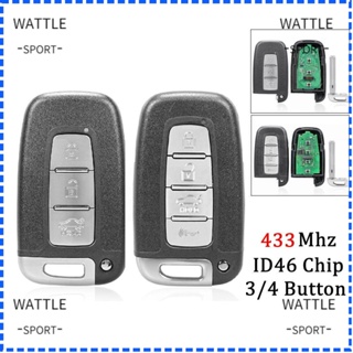 Wattle อะไหล่กุญแจรีโมตรถยนต์ แบบพกพา 4 ปุ่ม 3 ปุ่ม 433MHz ID46 ชิป ID46 สําหรับยานพาหนะ