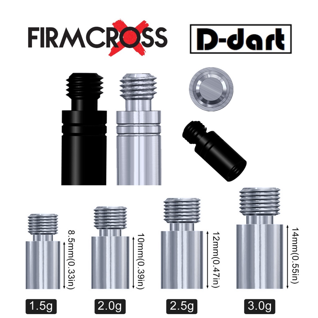 FIRMCROSS DART ACCESSORY - SILVER/BLACK 4 น้ําหนักเพิ่ม Gram 1.5g/2.0g/2.5g/3.0g ด้าย 2ba 3 ชิ้น/แพ็ค