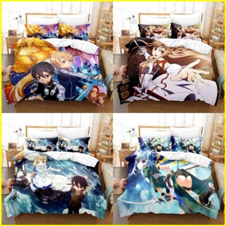 Yb3 Sword Art Online 3in1 ชุดเครื่องนอน ผ้าปูที่นอน ผ้าห่ม ซักทําความสะอาดได้ ใส่สบาย BY3