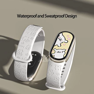สําหรับ Xiaomi miband 9 Mi Band 8 miband 7 miband 6 miband 5 สาย 3D เลเซอร์นูนเปลี่ยนสายรัดข้อมือสร้อยข้อมือซิลิโคนสําหรับ Xiaomi Band 7 สาย miband 5 miband 6 สาย