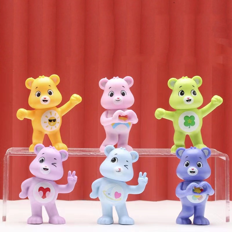 โมเดลตุ๊กตาหมีสีรุ้ง โมเดล หมีแคร์แบร์ Care bear6ตัว/เซ็ต ตกแต่งหน้าเค้ก ตุ๊กตาหมีสีรุ้ง โมเดลฟิกเกอร์ Pvcโมเดลตุ๊กตาหมี