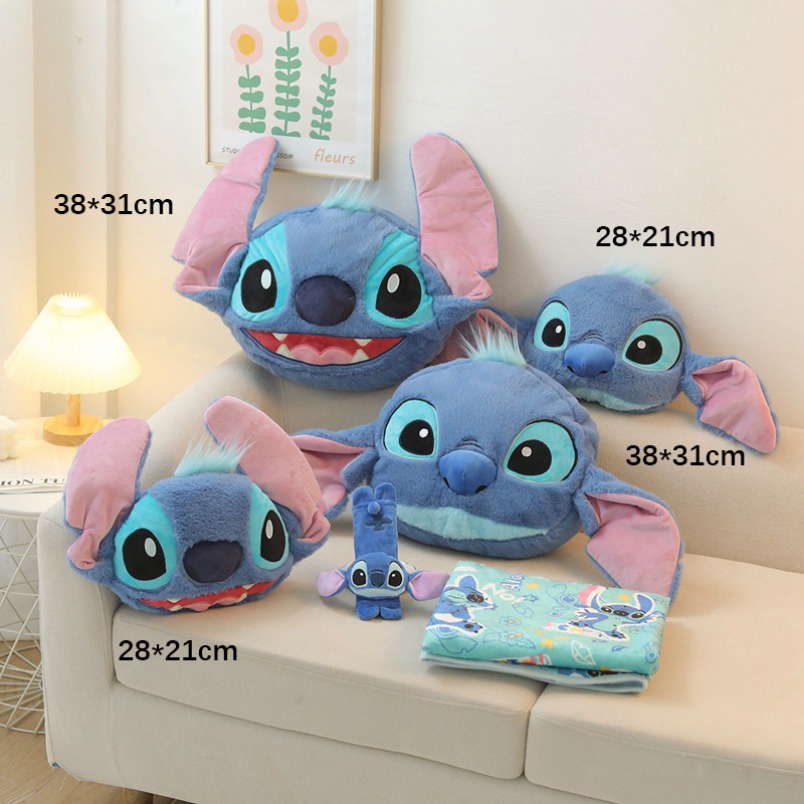 2 การแสดงอารมณ์ ยัดไส้ ของเล่น Stitch ผ้าห่ม หมอนเบาะรถ เข็มขัดนิรภัย ตุ๊กตาของเล่น ตุ๊กตา วันเกิด วาเลนไทน์ คริสต์มาส วันหยุด ของขวัญ
