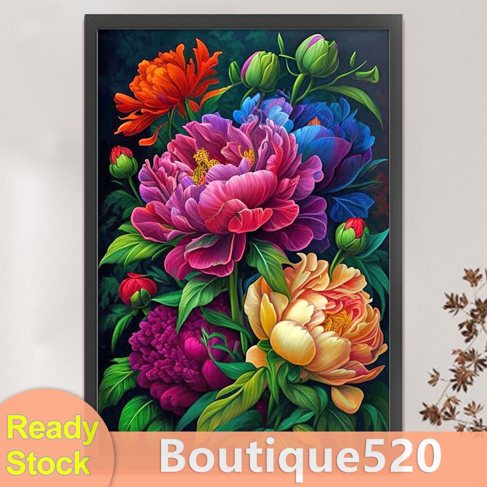 [boutique520.th] ชุดปักครอสสติตช์ ผ้าฝ้าย 11CT พิมพ์ลายดอกโบตั๋น ขนาด 40x60 ซม.