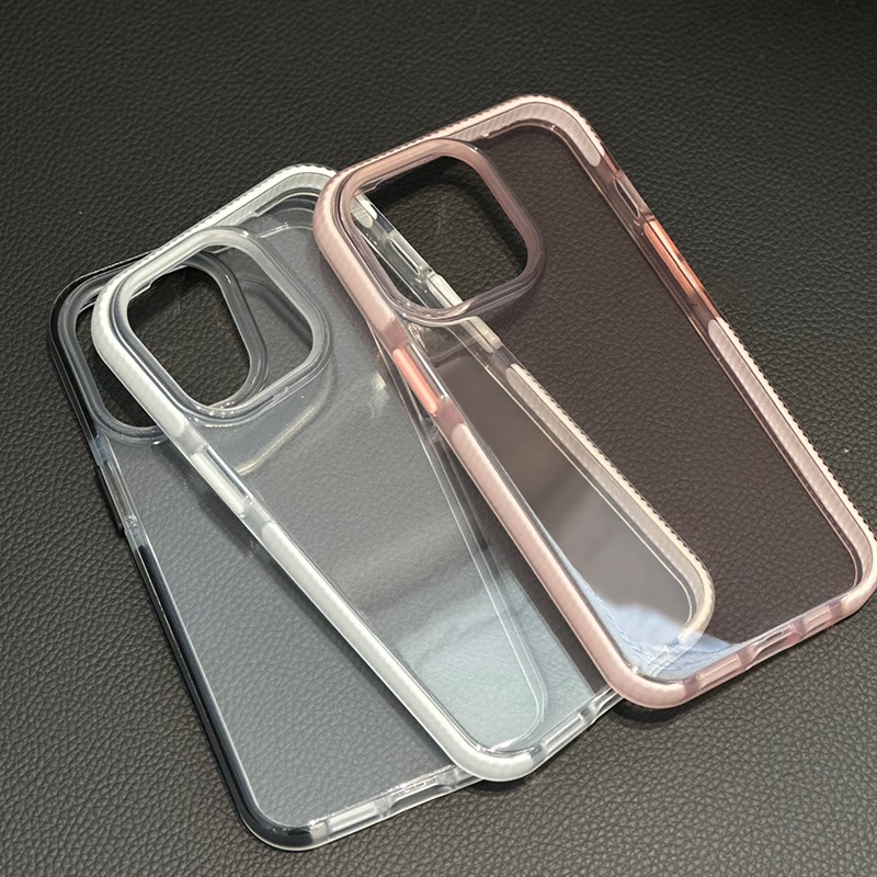 Huiwanju เคสโทรศัพท์มือถือแบบนิ่ม ใส กันกระแทก สีพื้น สําหรับ Iphone 15promax 14pro 12 13promax