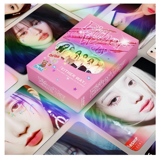 55pcs IVE Hologram Laser Lomo Cards THE 1ST EP MINE Either Way Album MINIVE POP UP Photocards WONYOUNG YUJIN LIZ LEESEO REI GAEUL Kpop Holographic Postcards