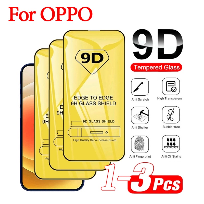 ฟิล์มกระจก แบบเต็มจอ 9D For oppo A15 A57 A16 A31 A17 Reno 8T A5 2020 A54 A18 A3S A53 A78 A38 A17K A5S A93 A92 A35 4G 5G