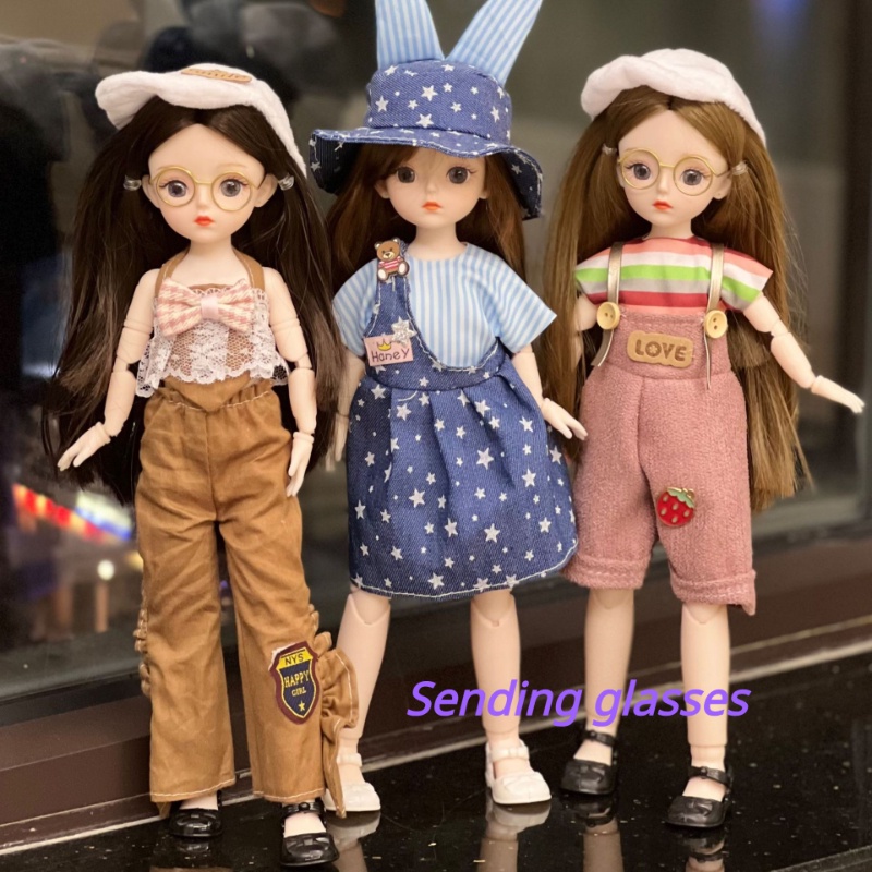 ตุ๊กตา BJD 3D ขยับข้อต่อได้ 20 ข้อต่อ ขนาด 30 ซม. ของเล่น ของขวัญวันเกิด สําหรับเด็กผู้หญิง (ส่งแว่นตา)