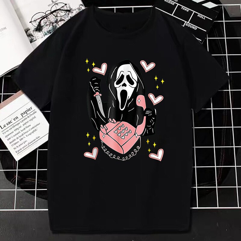 ใหม่ เสื้ ฮาโลวีน ฮาโลวีน Women Fashion Punk Clothes Boy Girl Halloween Cool Streetwear Gothic Tops 