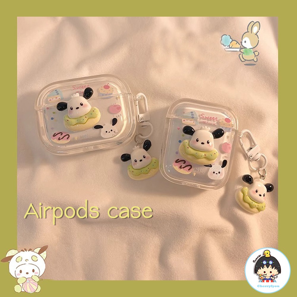 3d การ์ตูน Pochacco เครื่องประดับ Airpods กรณีบลูทูธไร้สายหูฟังซิลิโคนแข็งสําหรับ Airpods 1/2/3/4/pro 2 หูฟังฝาครอบ
