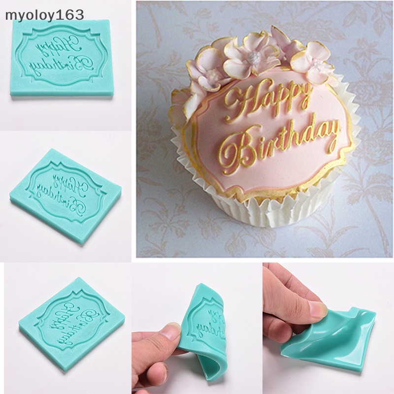 Myoloy แม่พิมพ์ซิลิโคน ลาย Happy Birthday สําหรับทําเค้กเบเกอรี่ TH