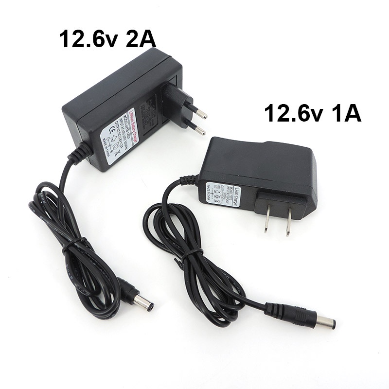 อะแดปเตอร์ชาร์จแบตเตอรี่ลิเธียม AC DC 12.6V 1A 2A 12