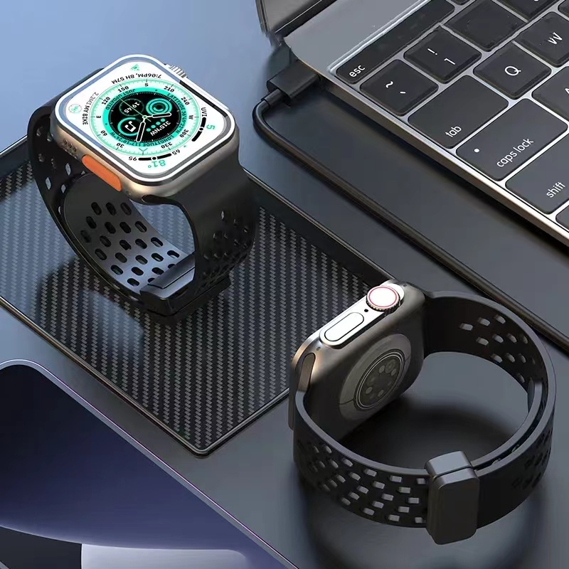 สายนาฬิกาข้อมือ ซิลิโคนนิ่ม แบบแม่เหล็ก สําหรับ Apple Watch Ultra 2 44 มม. 45 มม. 49 มม. 40 มม. 41 มม. 42 มม. 38 มม. iWatch Series 9 7 8 6 5 4 3 SE
