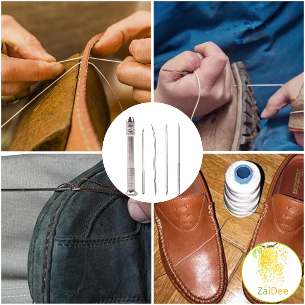 DIY ชุดเครื่องมือเข็มเย็บหนัง อเนกประสงค์ เข็มเปลี่ยนได้ สว่านซ่อมรองเท้า Leather Sewing Awl