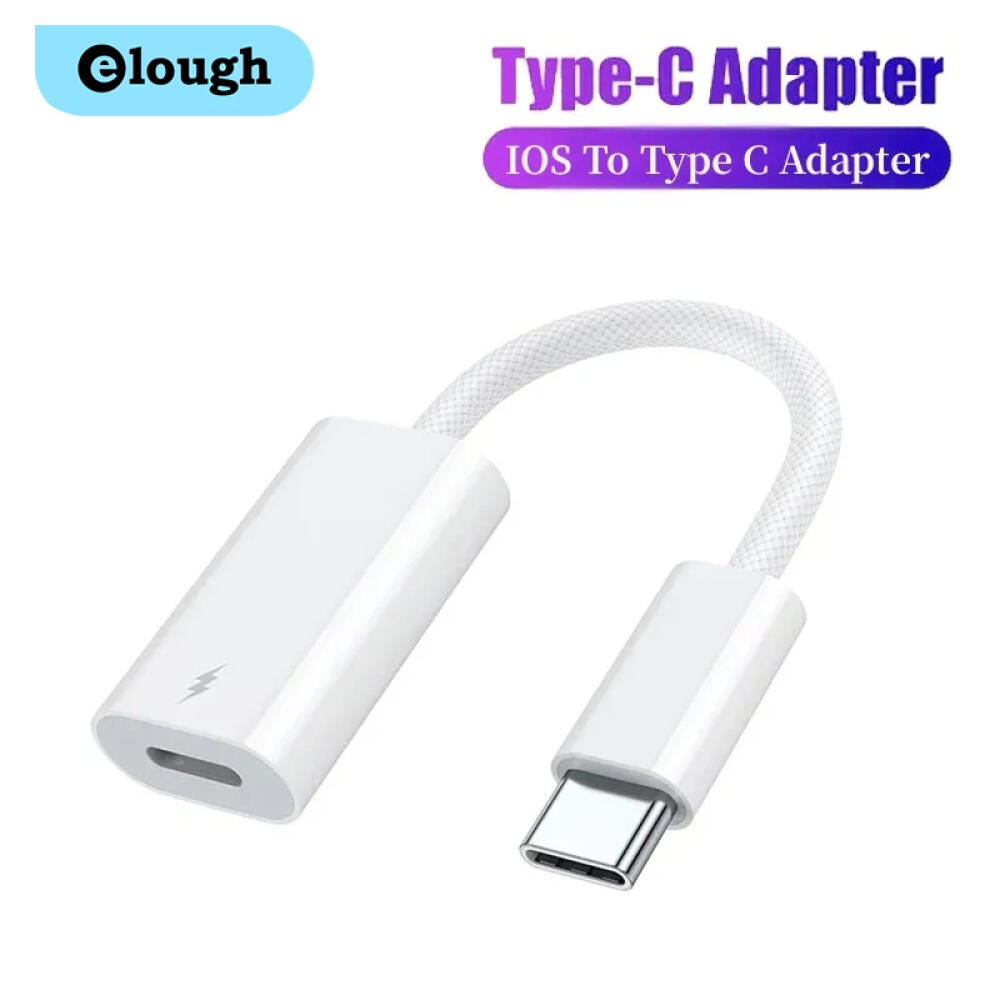 Elough อะแดปเตอร์แปลง 60W lOS เป็น Type C ชาร์จเร็ว สําหรับโทรศัพท์ 15 OTG lOS ตัวเมีย เป็น Type C ตัวผู้