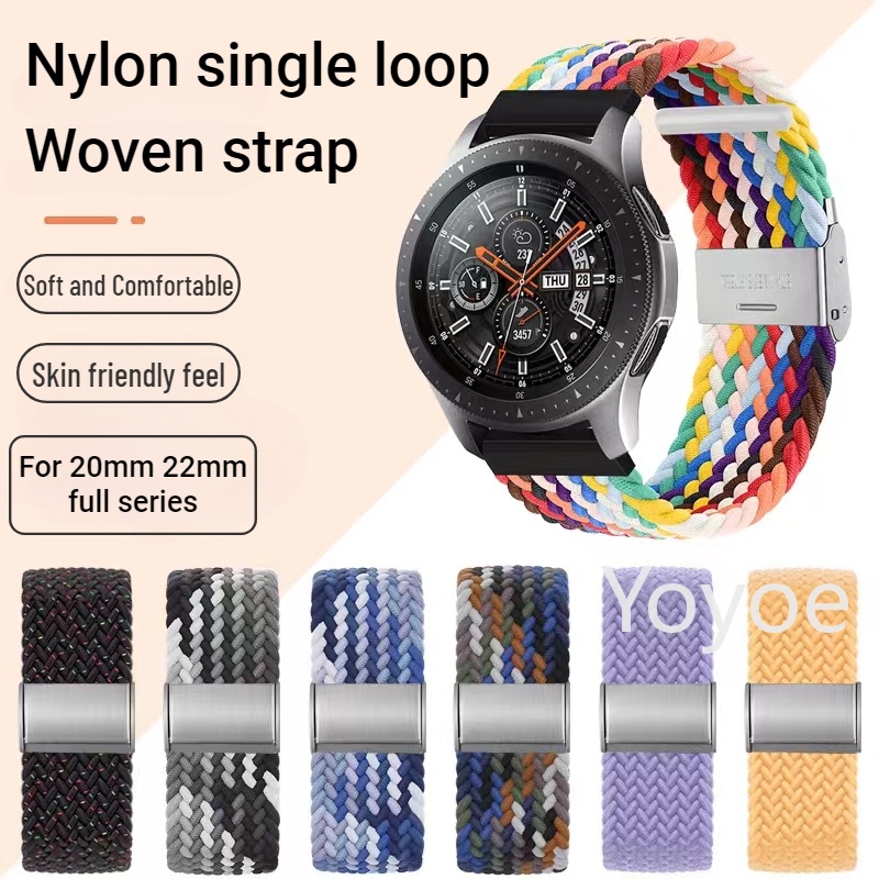 20 มม.22 มม. Braided solo loop สําหรับ Amazfit GTS 4 3 2 2e GTS2 Mini GTR 4 3 pro GTR2 2e stratos 2 3 สร้อยข้อมือนาฬิกา Amazfit bip สาย