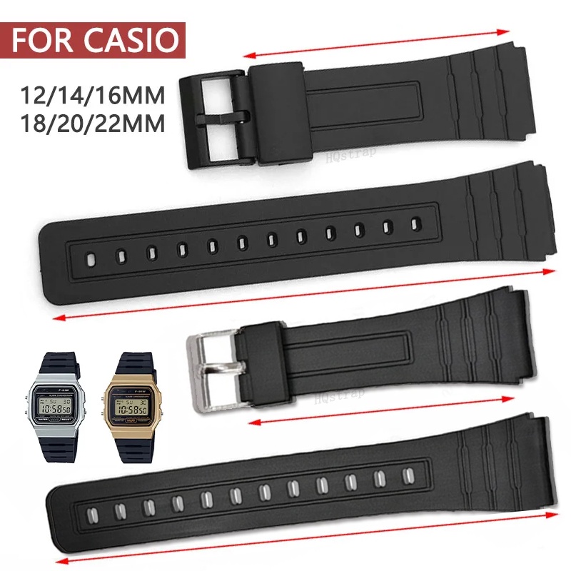 สายนาฬิกาข้อมือซิลิโคนเรซิ่น PU สําหรับ CASIO Watch Band 12 มม. 14 มม. 16 มม. 18 มม. 20 มม. 22 มม. W800H SGW400 F91W F84 F105 108 A158 168 AE1200 1300