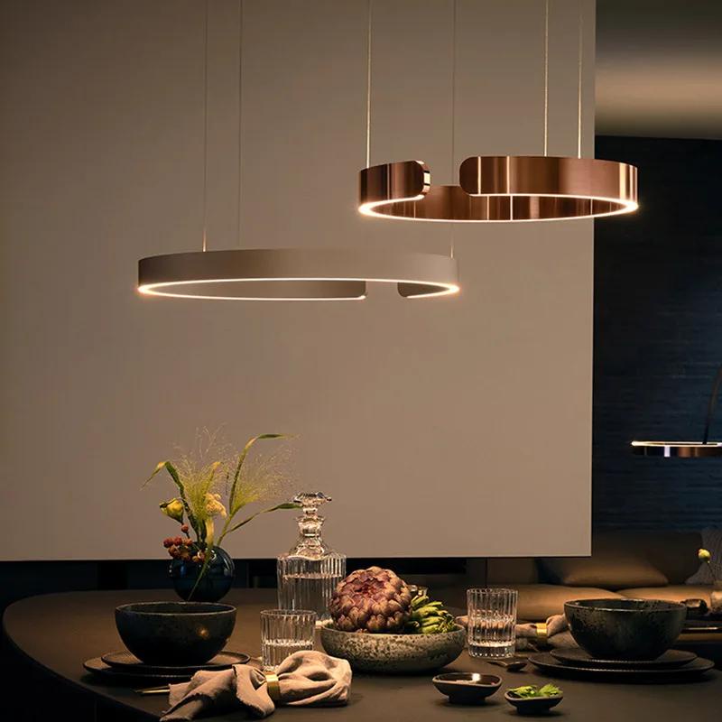 โคมไฟระย้าเพดาน โมเดิร์น 40 ซม. 60 ซม. 80 ซม. แหวนวงกลม LED โคมไฟตกแต่งบ้าน นอร์ดิก ปรับความสูงได้ โคมไฟระย้า ห้องนั่งเล่น ห้องโถง ทางเข้าห้องรับประทานอาหาร