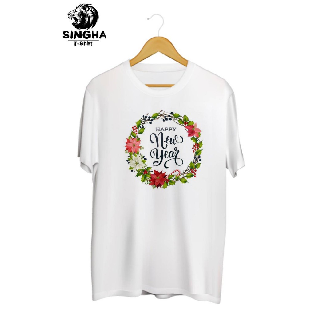 เสื้อเลือกตั้ง SINGHA T-Shirt New Year Collection🎊 เสื้อยืดสกรีนลาย Mistletoe New Year