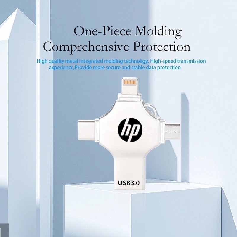 Hp แฟลชไดรฟ์ 2TB 4 IN 1 OTG ความเร็วสูง USB3.0 ดิสก์ U ที่เก็บข้อมูลโทรศัพท์ เมมโมรี่สติ๊ก กันน้ํา สําหรับโทรศัพท์ แท็บเล็ต Android PC