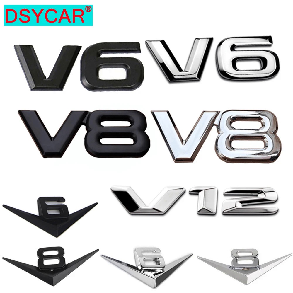 1Pcs 3D Metal Car Decoration Decal Metal Self Adhesive V6 V8 V12Truck Car Badge Emblem Sticker for U